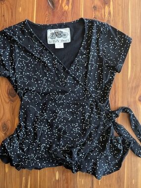 Effie's Heart Black Starry Astronomy Wrap Top